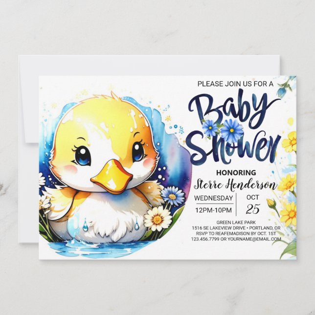 Sweet Duckling Parade Baby Shower Invitation (Front)