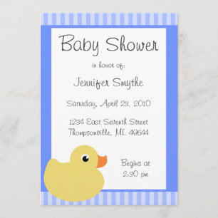 Sweet Ducky Blue Baby Shower Invitations