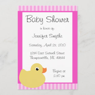 Sweet Ducky Pink Baby Shower Invitations