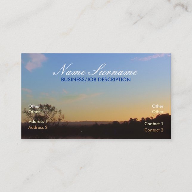 Sweet Dusk Skies Business Card (Front)
