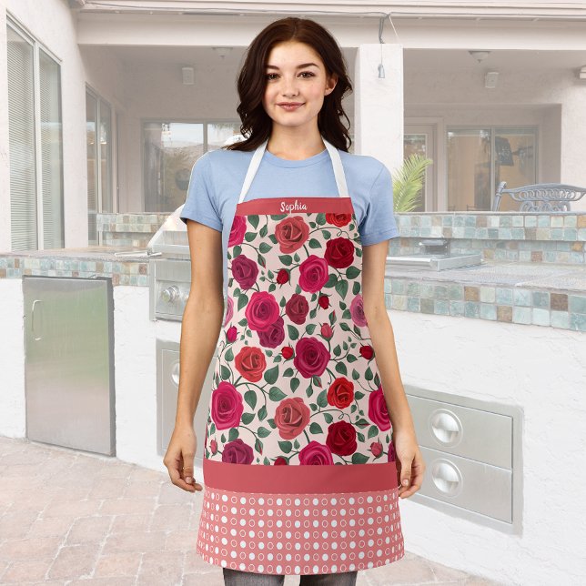 Sweet Dusty Pink Roses  Personalised Apron (Creator Uploaded)