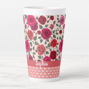 Sweet Dusty Pink Roses Personalised Latte Mug