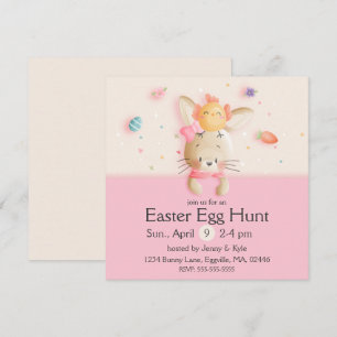 Sweet Easter Bunny & Chick Eggs Invitation