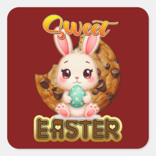Sweet Easter Bunny – Cute Design - Autocolante Square Sticker