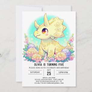 Sweet Editable Dinosaur Digital Birthday Invitation