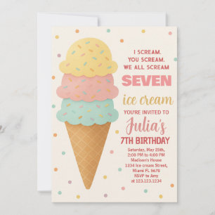 Sweet Editable Ice Cream Birthday Invitation