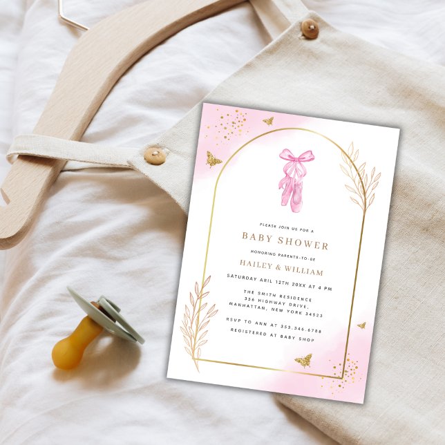 Sweet Elegant Arch Ballerina Baby Shower  Invitation (Sweet Elegant Arch Ballerina Baby Shower Invitation)