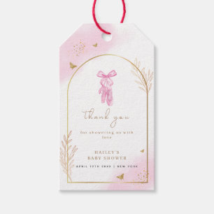 Sweet Elegant Arch Ballerina Baby Shower Thank You Gift Tags