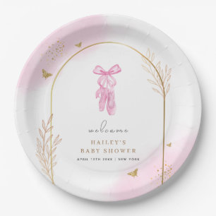 Sweet Elegant Arch Ballerina Welcome Baby Shower  Paper Plate