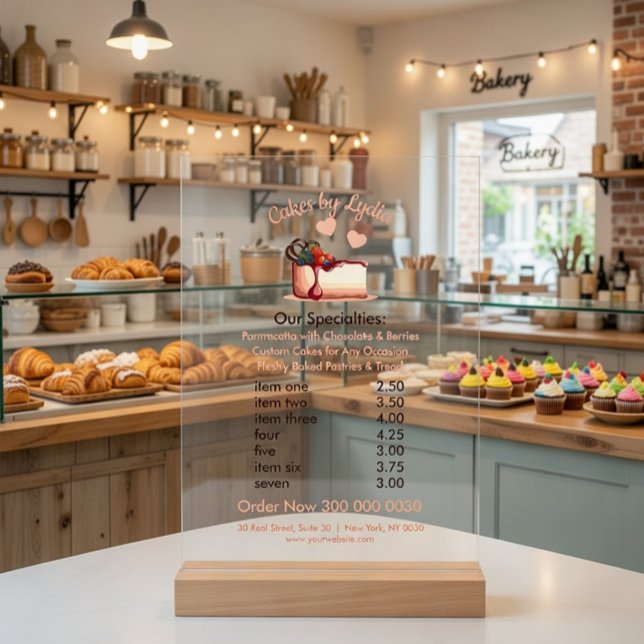 Sweet & Elegant Custom Dessert Menu Acrylic Sign (Creator Uploaded)