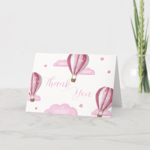 Sweet Elegant Hot Air Balloon Girl Baby Shower  Thank You Card