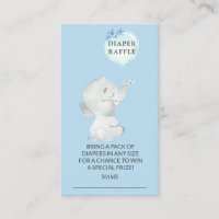 Sweet Elephant Baby Shower Diaper Raffle Ticket