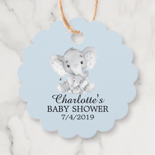 Sweet Elephant Baby Shower Favour Gift Tag (Back)