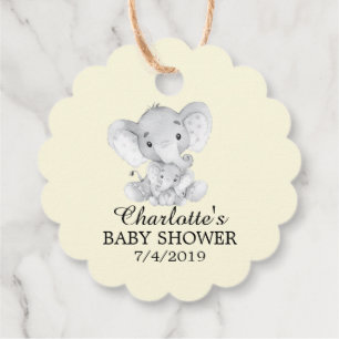 Sweet Elephant Baby Shower Favour Gift Tag