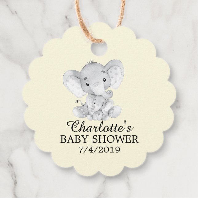Sweet Elephant Baby Shower Favour Gift Tag (Back)