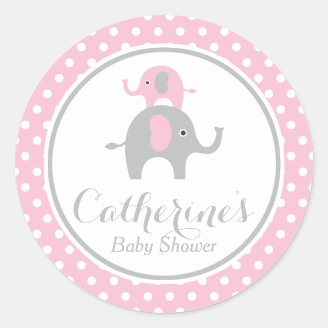 Sweet Elephant Baby Shower Sticker (Front)