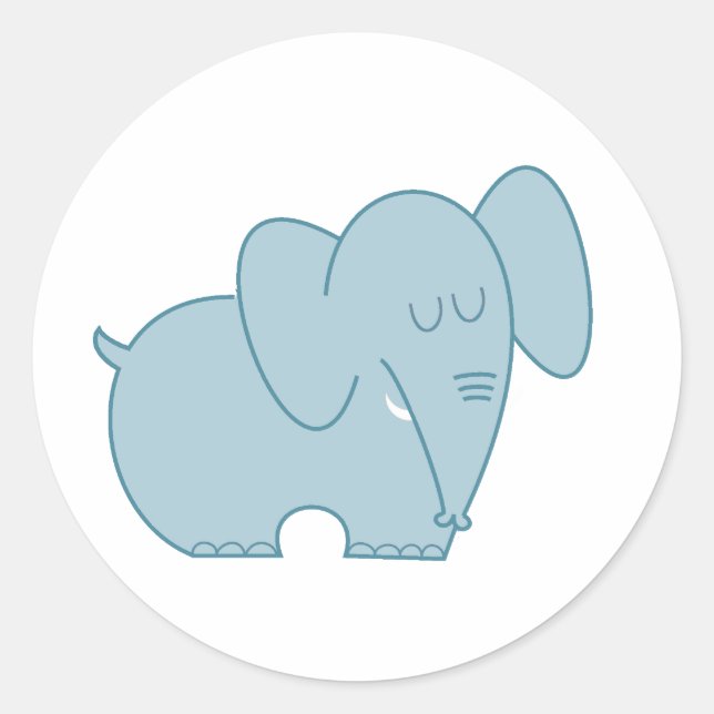 Sweet Elephant (Blue) Classic Round Sticker (Front)