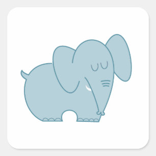 Sweet Elephant (Blue) Square Sticker