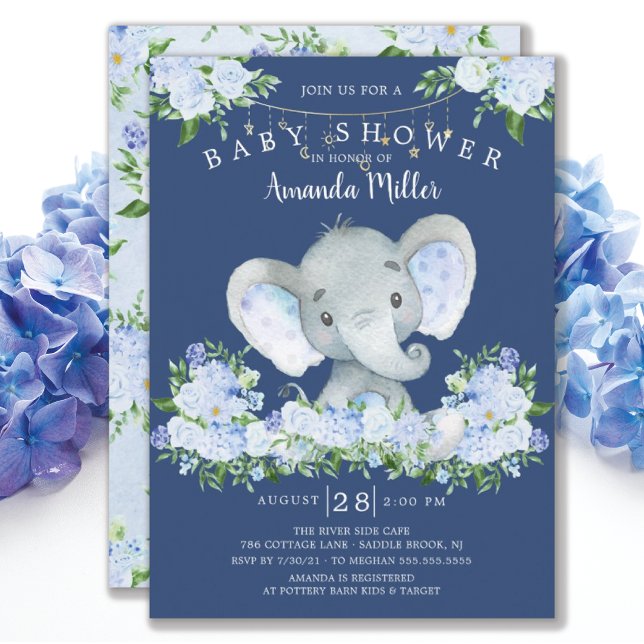Sweet Elephant Boys Baby Shower Invitation (Creator Uploaded)