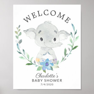 Sweet Elephant Welcome Baby Shower Poster