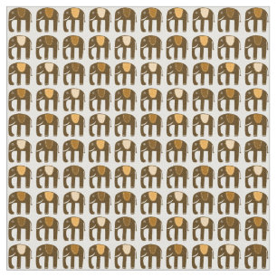 Sweet Elephants Pattern Neutrals Brown Fabric
