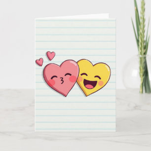 Sweet Emoji Hearts Love Card