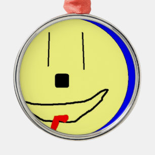Sweet Emoji, Yellow Blue, Art By Kids :) Metal Tree Decoration
