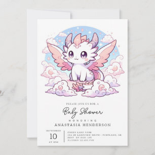 Sweet Enchanted Dragon Baby Shower Invitation