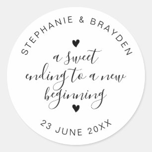 Sweet Ending Elegant Script Wedding Favor Large Classic Round Sticker