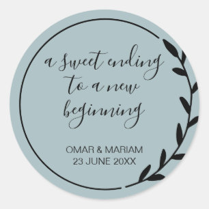 Sweet Ending New Beginning Eucalyptus Wedding Classic Round Sticker