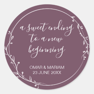 Sweet Ending New Beginning Fig Purple Wedding Classic Round Sticker