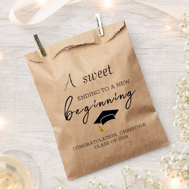 Sweet Ending New Beginning Graduation  Favour Bags (Clipped)