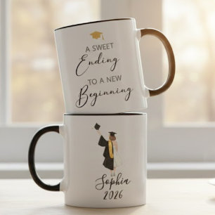 Sweet Ending New Beginning Graduation Name Design Mug