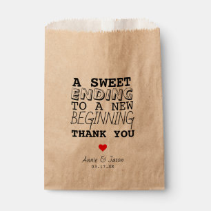 Sweet Ending New Beginning Thank You Heart Wedding Favour Bags