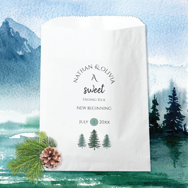 Sweet Ending Pine Trees Mountain Wedding Favour Bags (Creator Uploaded)