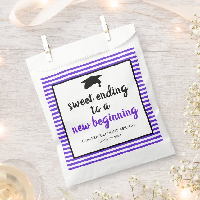 Sweet Ending to a New Beginning Graduation Purple Favour Bags (Clipped)