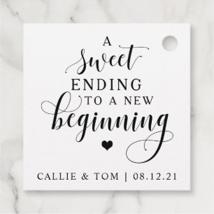 Sweet Ending To A New Beginning Wedding Favour Tag