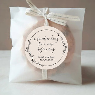Sweet Ending to New Beginning Elegant Botanical Classic Round Sticker