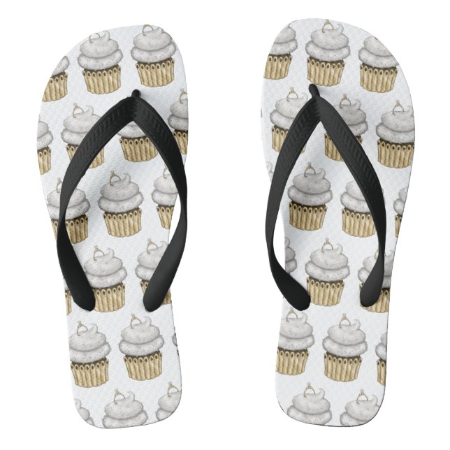Sweet Engagement Cupcake Flip Flops (Footbed)