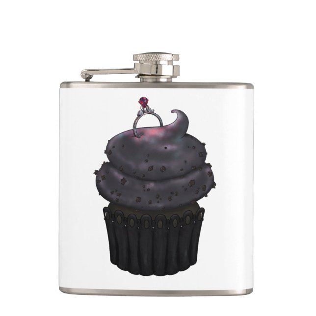 Sweet Engagement Cupcake Hip Flask (Front)