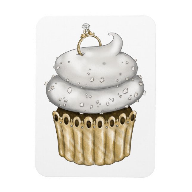 Sweet Engagement Cupcake Magnet (Vertical)