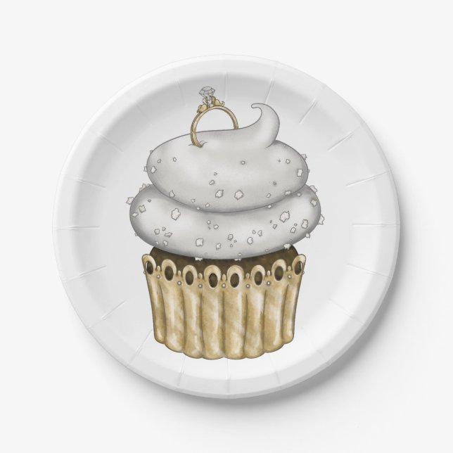 Sweet Engagement Cupcake Paper Plate (Front)