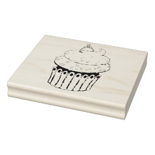 Sweet Engagement Cupcake Rubber Stamp