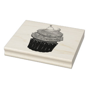 Sweet Engagement Cupcake Rubber Stamp