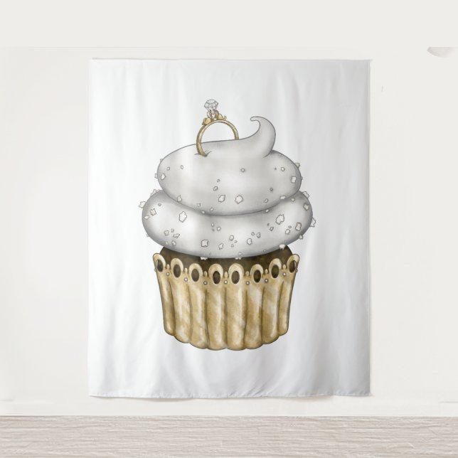 Sweet Engagement Cupcake Tapestry (Front)