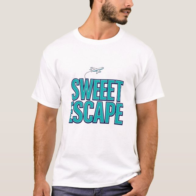 Sweet Escape Aeroplane Retro Typography T-Shirt (Front)
