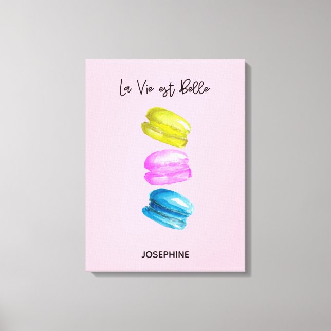 "Sweet Essence of Life Personalised French Macaron Canvas Print (Front)