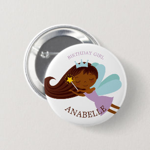 Sweet Faerie Princess "Birthday Girl" Personalised 6 Cm Round Badge