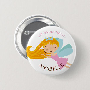 Sweet Faerie Princess "Birthday Girl" Personalised 6 Cm Round Badge