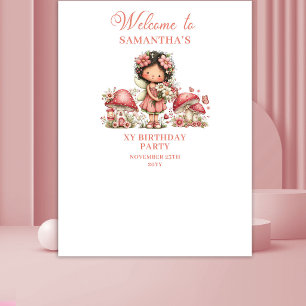 Sweet Fairy Blush Pink Flowers Birthday Banner Tapestry